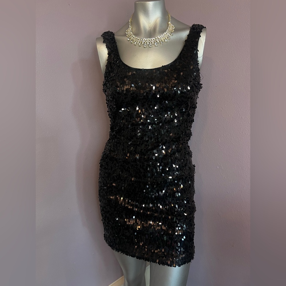 Frederick's of Hollywood Black Sequin Mini Dress
